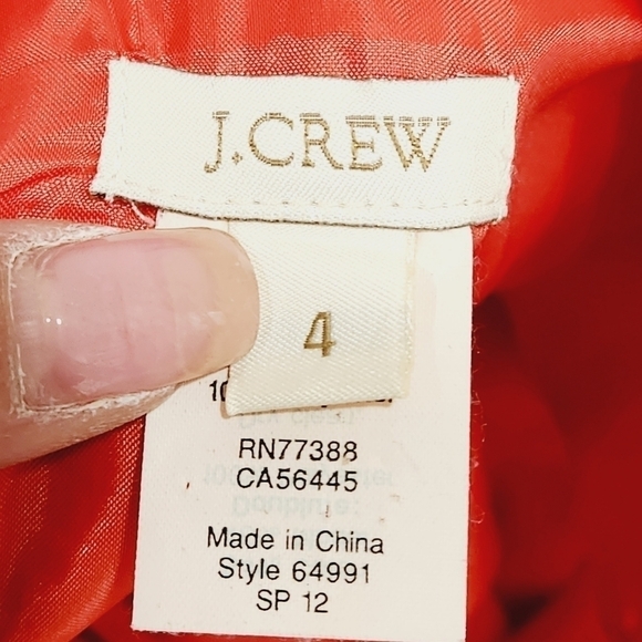 J. Crew Basketweave Orange Fit & Flare Dress Size: 4 - Picture 11 of 13